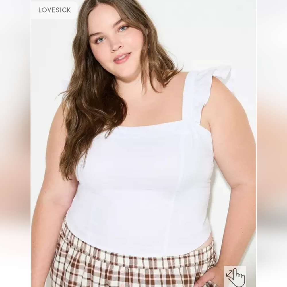 NWT Lovesick Torrid 1 Flutter Sleeve Corset Top Size White AD-1597